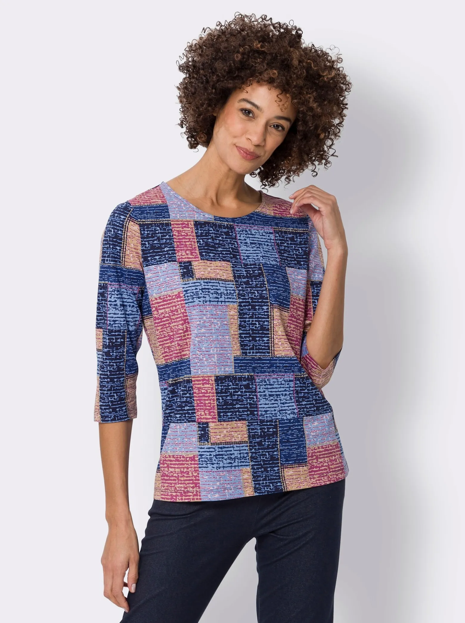 3/4-Arm-Shirt in Patch-Optik