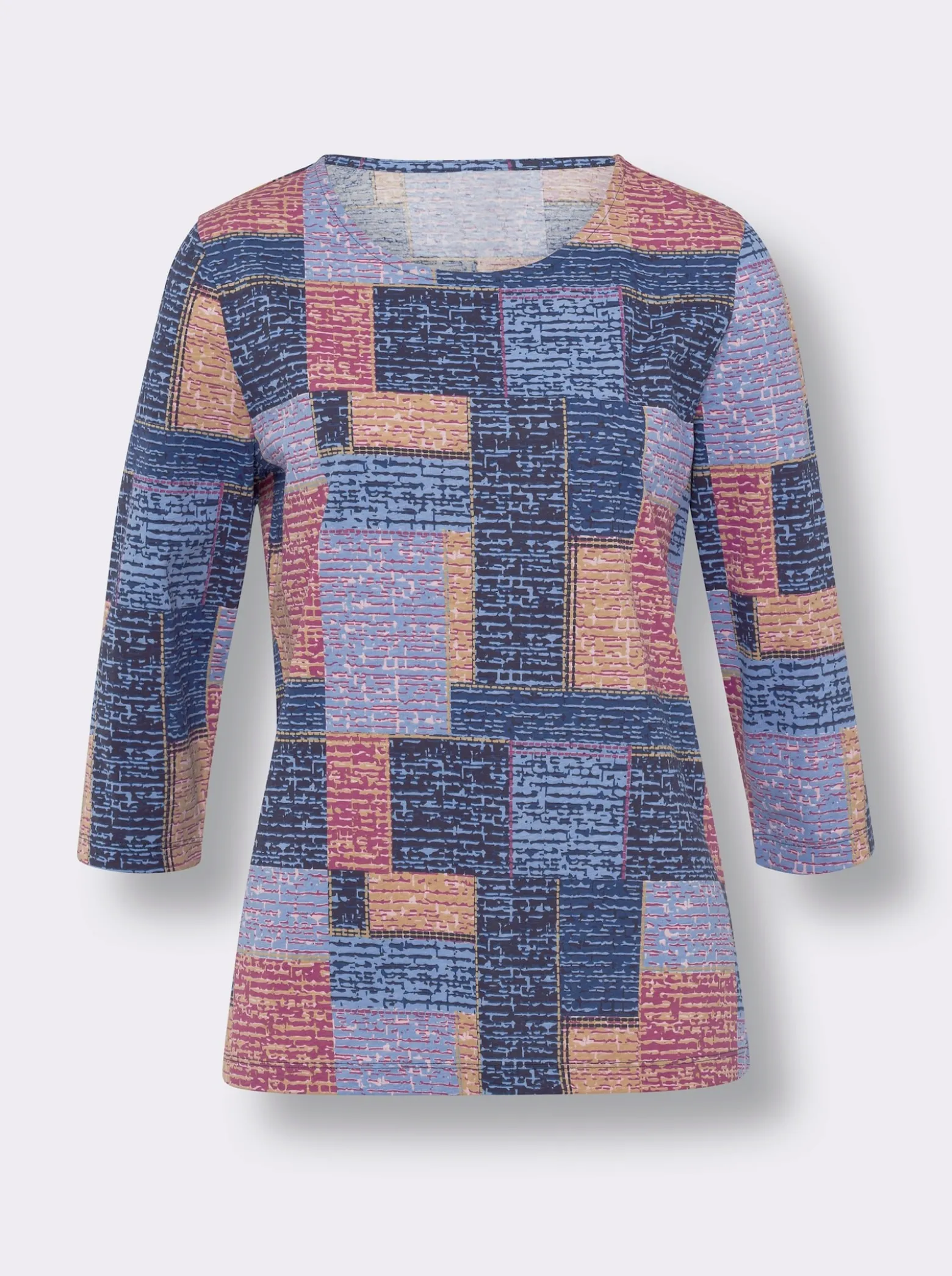 3/4-Arm-Shirt in Patch-Optik