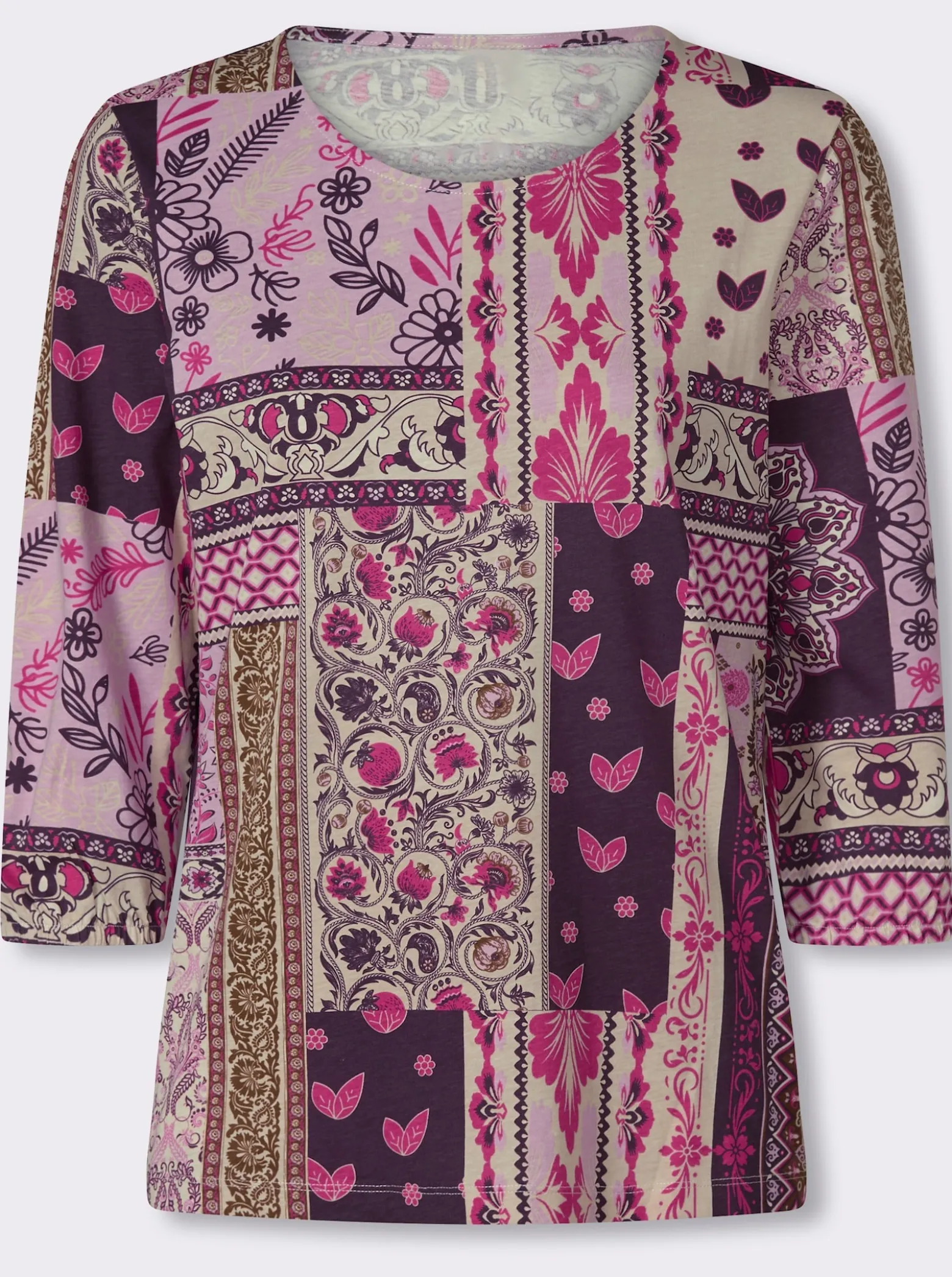 3/4-Arm-Shirt in Patchwork-Optik