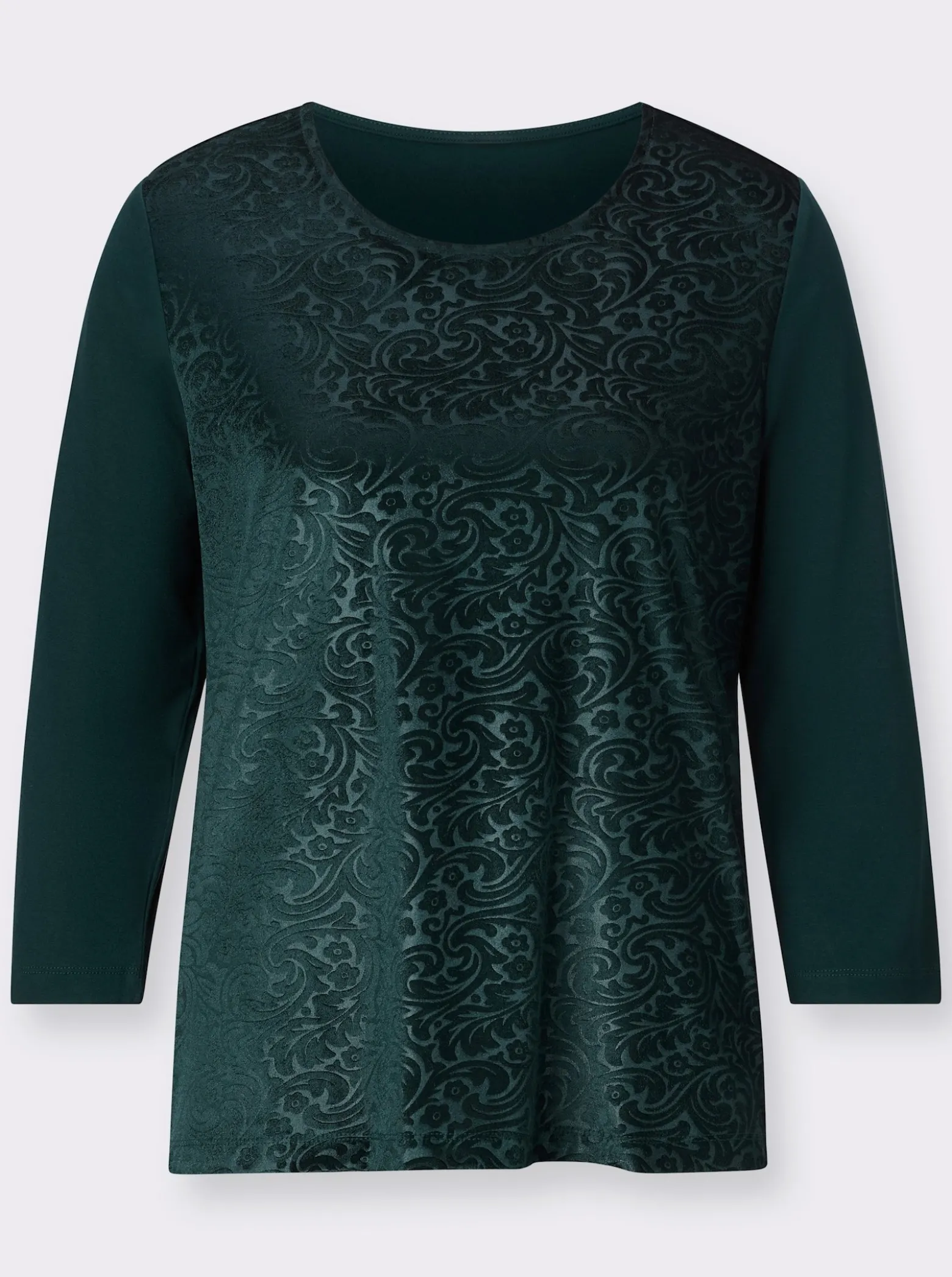 3/4-Arm-Shirt in Samt-Optik