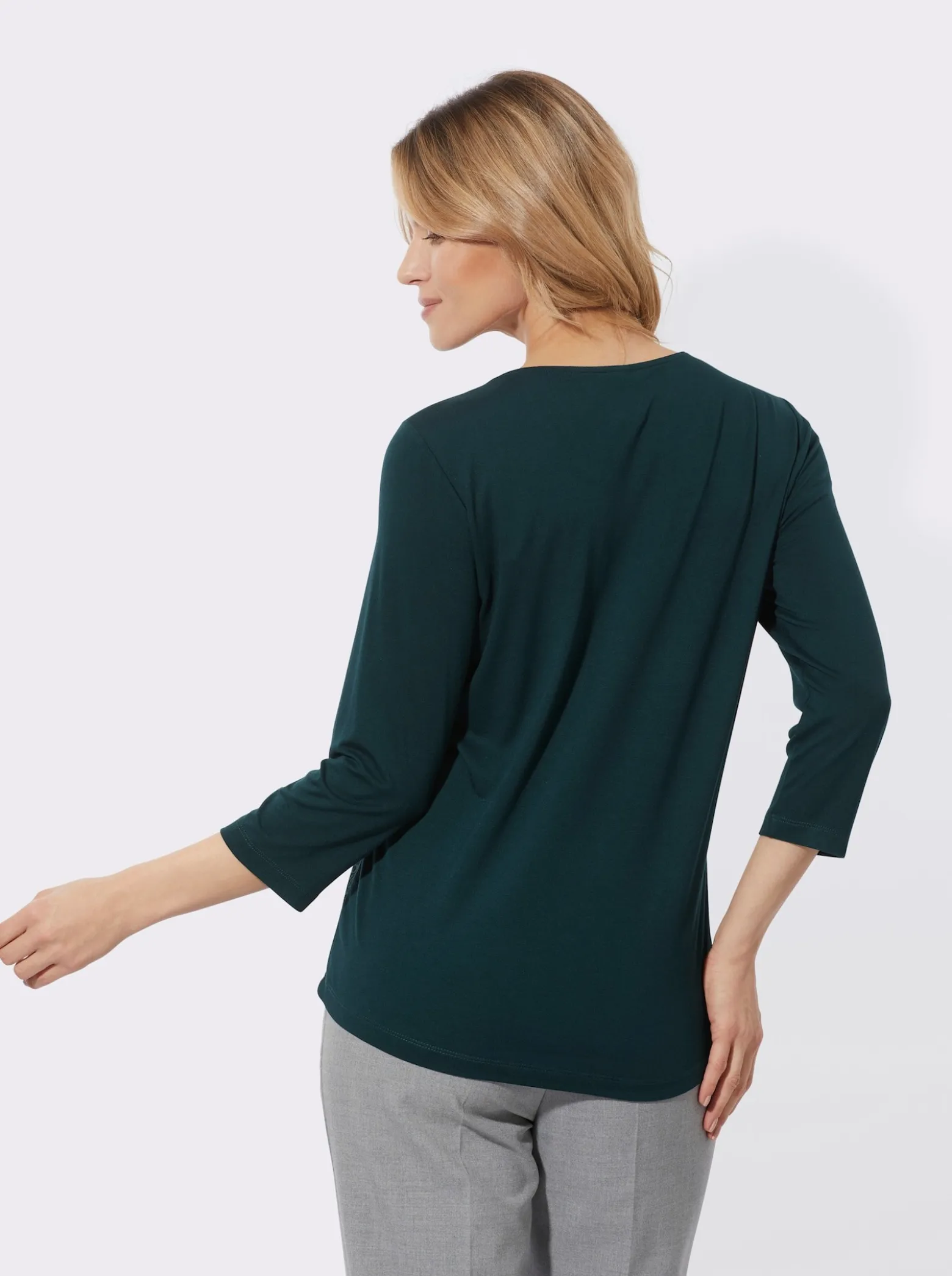 3/4-Arm-Shirt in Samt-Optik