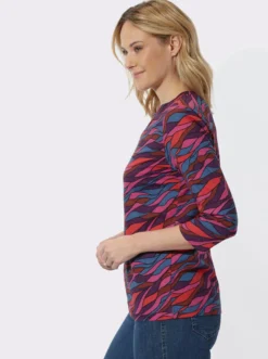 3/4-Arm-Shirt mit Allover-Print