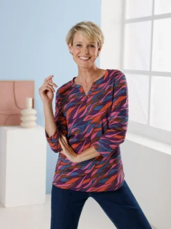3/4-Arm-Shirt mit Allover-Print