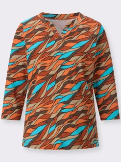 3/4-Arm-Shirt mit Allover-Print