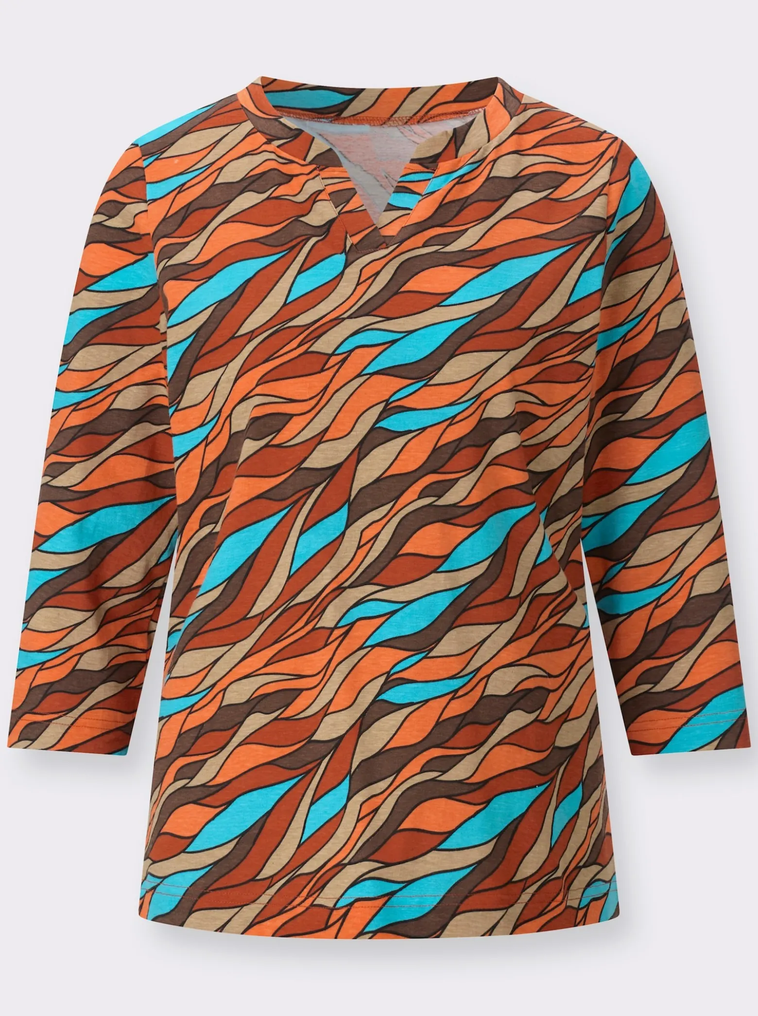 3/4-Arm-Shirt mit Allover-Print