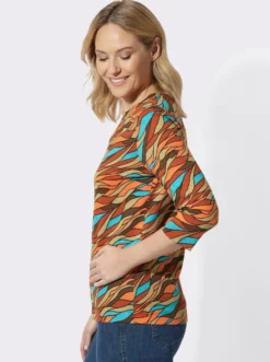 3/4-Arm-Shirt mit Allover-Print