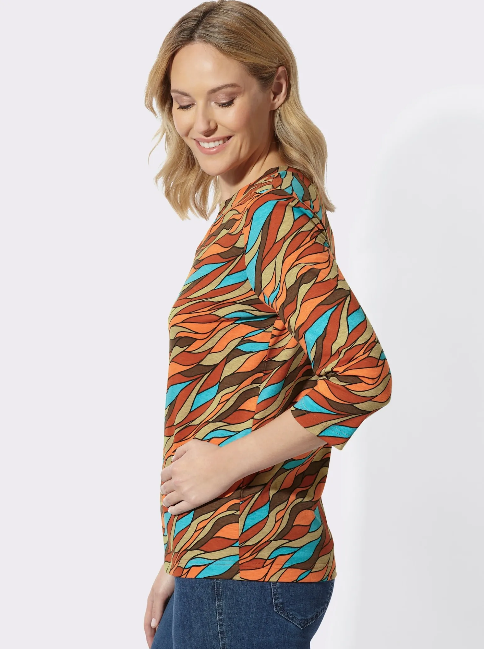 3/4-Arm-Shirt mit Allover-Print