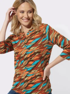 3/4-Arm-Shirt mit Allover-Print