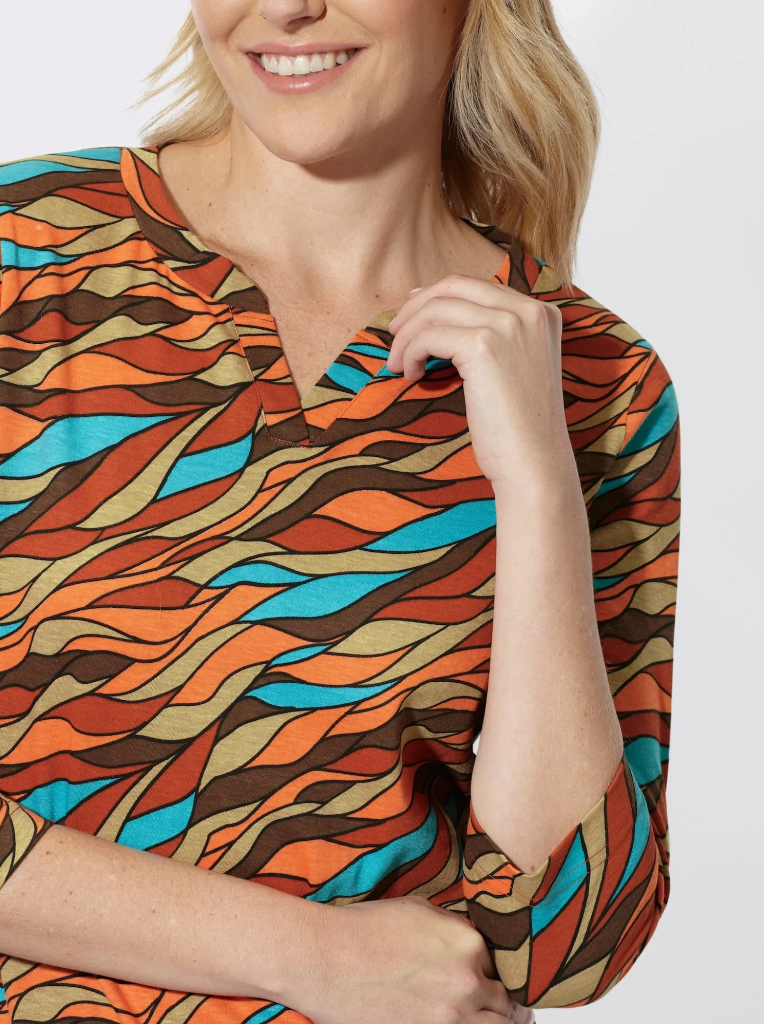 3/4-Arm-Shirt mit Allover-Print