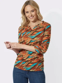 3/4-Arm-Shirt mit Allover-Print