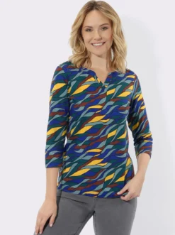 3/4-Arm-Shirt mit Allover-Print
