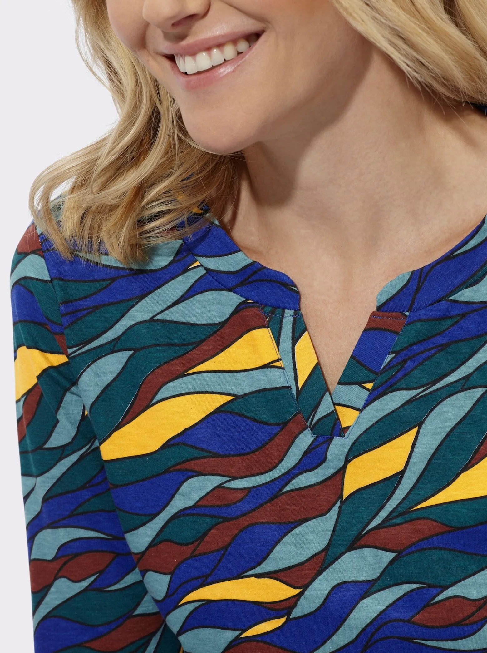 3/4-Arm-Shirt mit Allover-Print