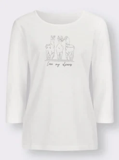 3/4-Arm-Shirt mit Alpaka-Druck