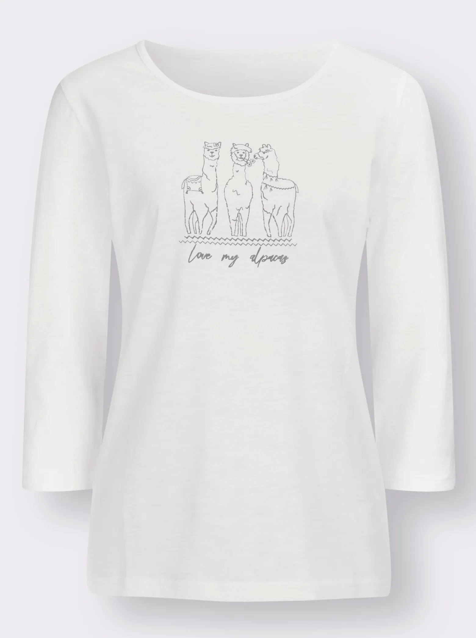 3/4-Arm-Shirt mit Alpaka-Druck