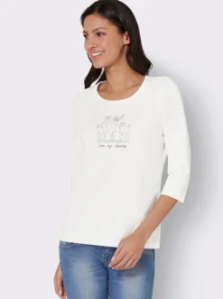 3/4-Arm-Shirt mit Alpaka-Druck
