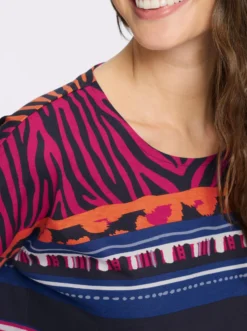 3/4-Arm-Shirt mit Animal-Streifen-Muster