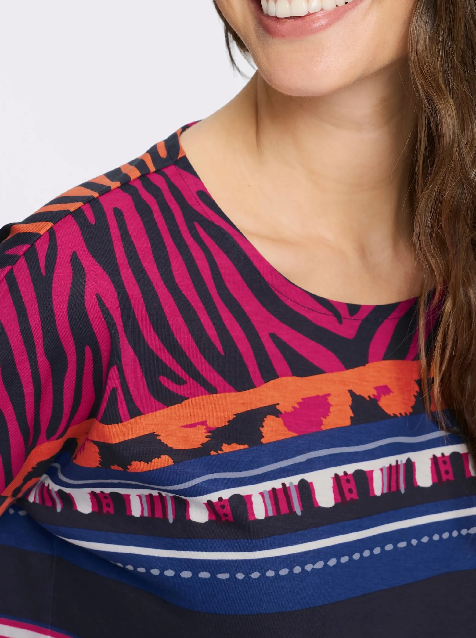 3/4-Arm-Shirt mit Animal-Streifen-Muster