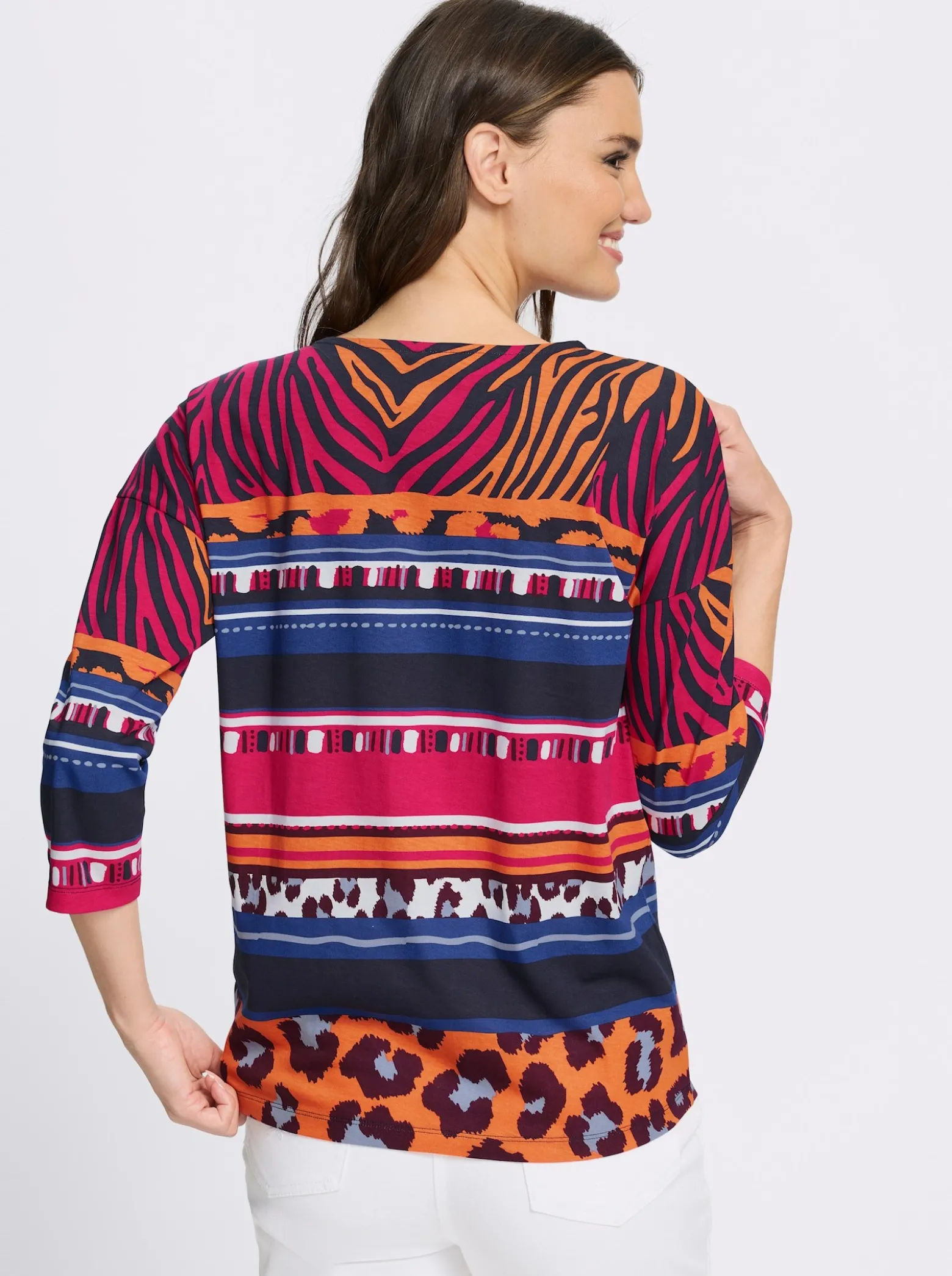 3/4-Arm-Shirt mit Animal-Streifen-Muster