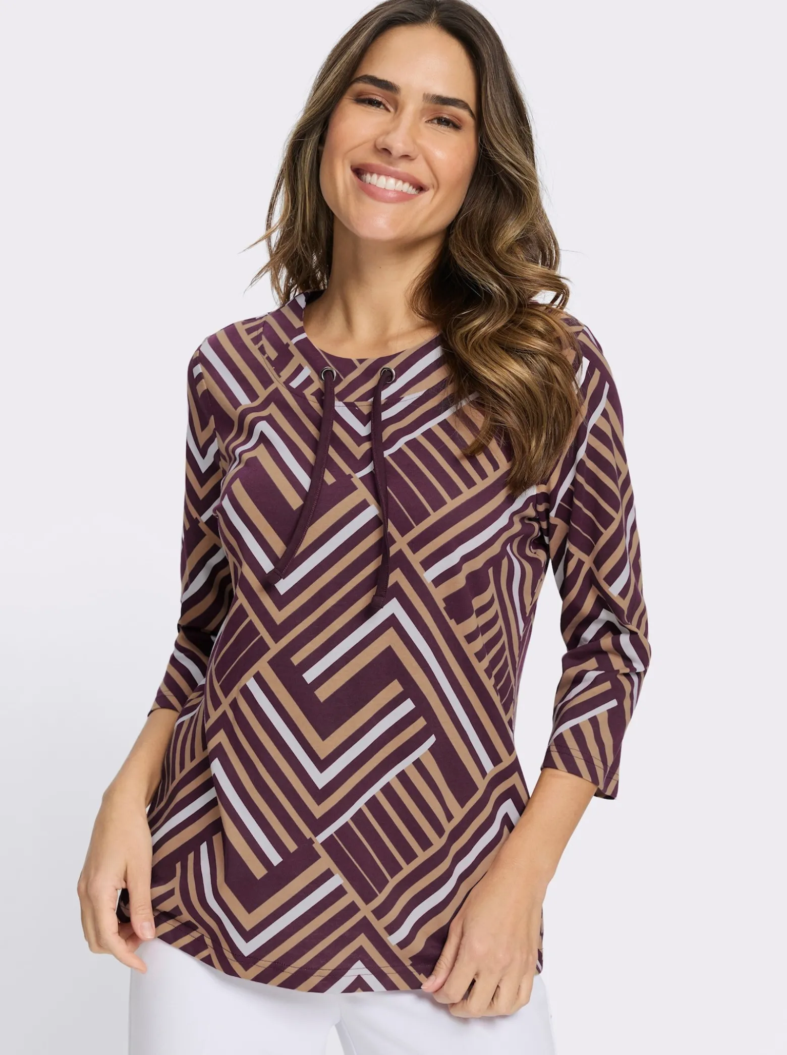 3/4-Arm-Shirt mit Bindeband
