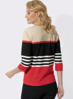 3/4-Arm-Shirt mit Blockstreifen und Ringeln