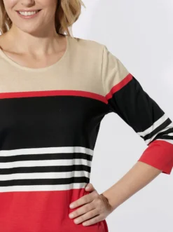 3/4-Arm-Shirt mit Blockstreifen und Ringeln
