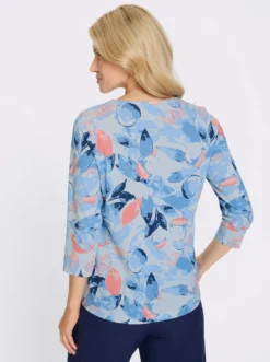 3/4-Arm-Shirt mit Blätter-Druck