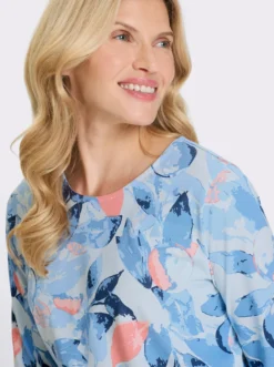3/4-Arm-Shirt mit Blätter-Druck