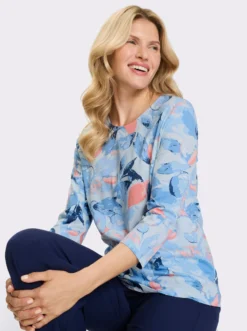 3/4-Arm-Shirt mit Blätter-Druck