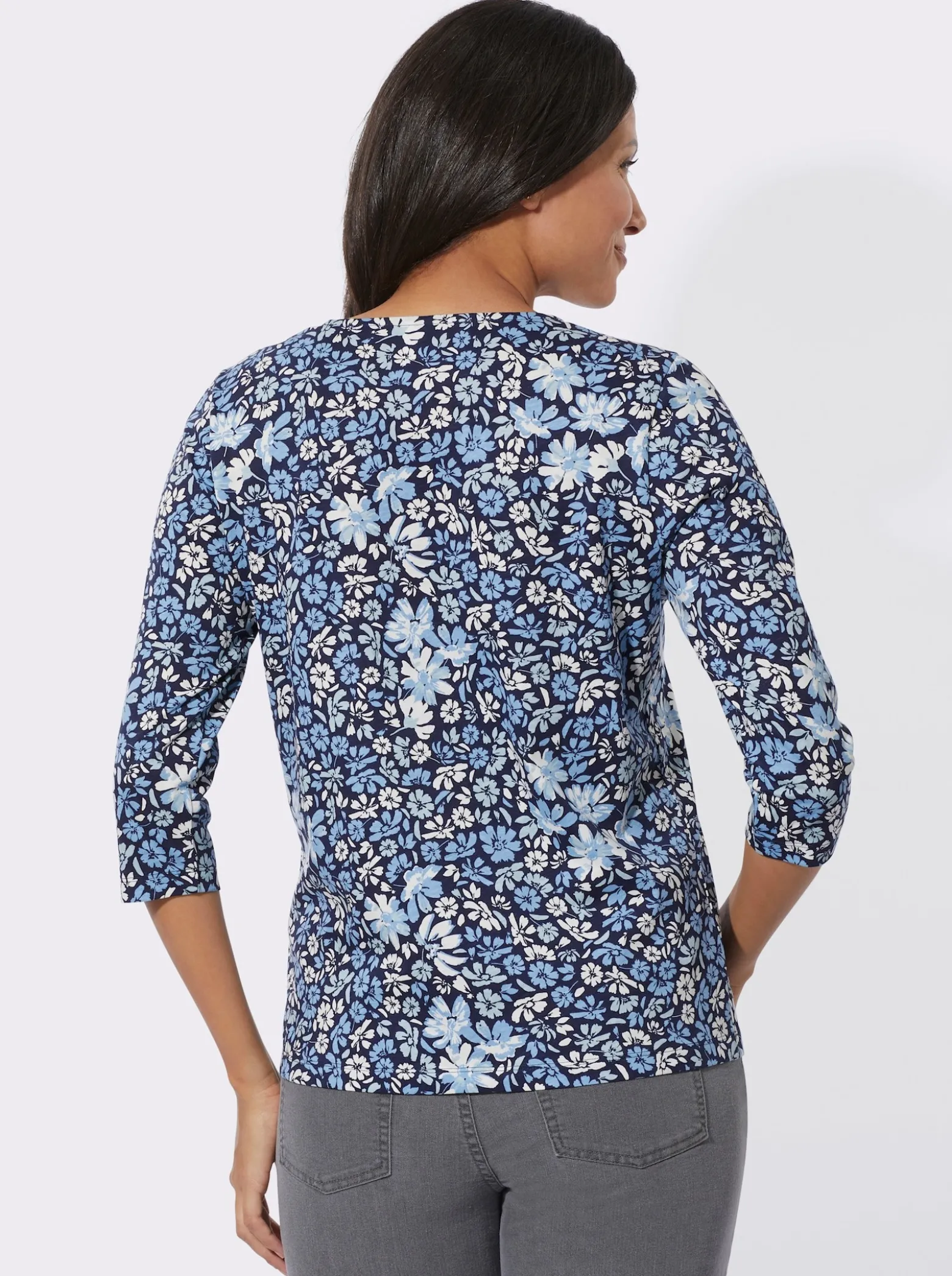 3/4-Arm-Shirt mit Blumenmuster
