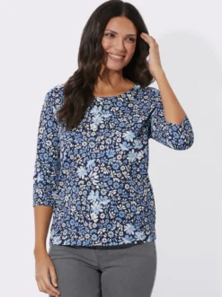 3/4-Arm-Shirt mit Blumenmuster