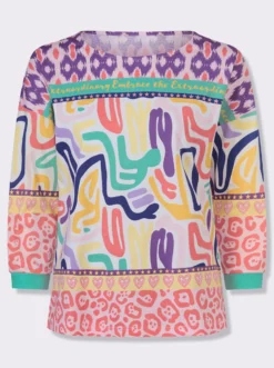 3/4-Arm-Shirt mit Bordüren-Print