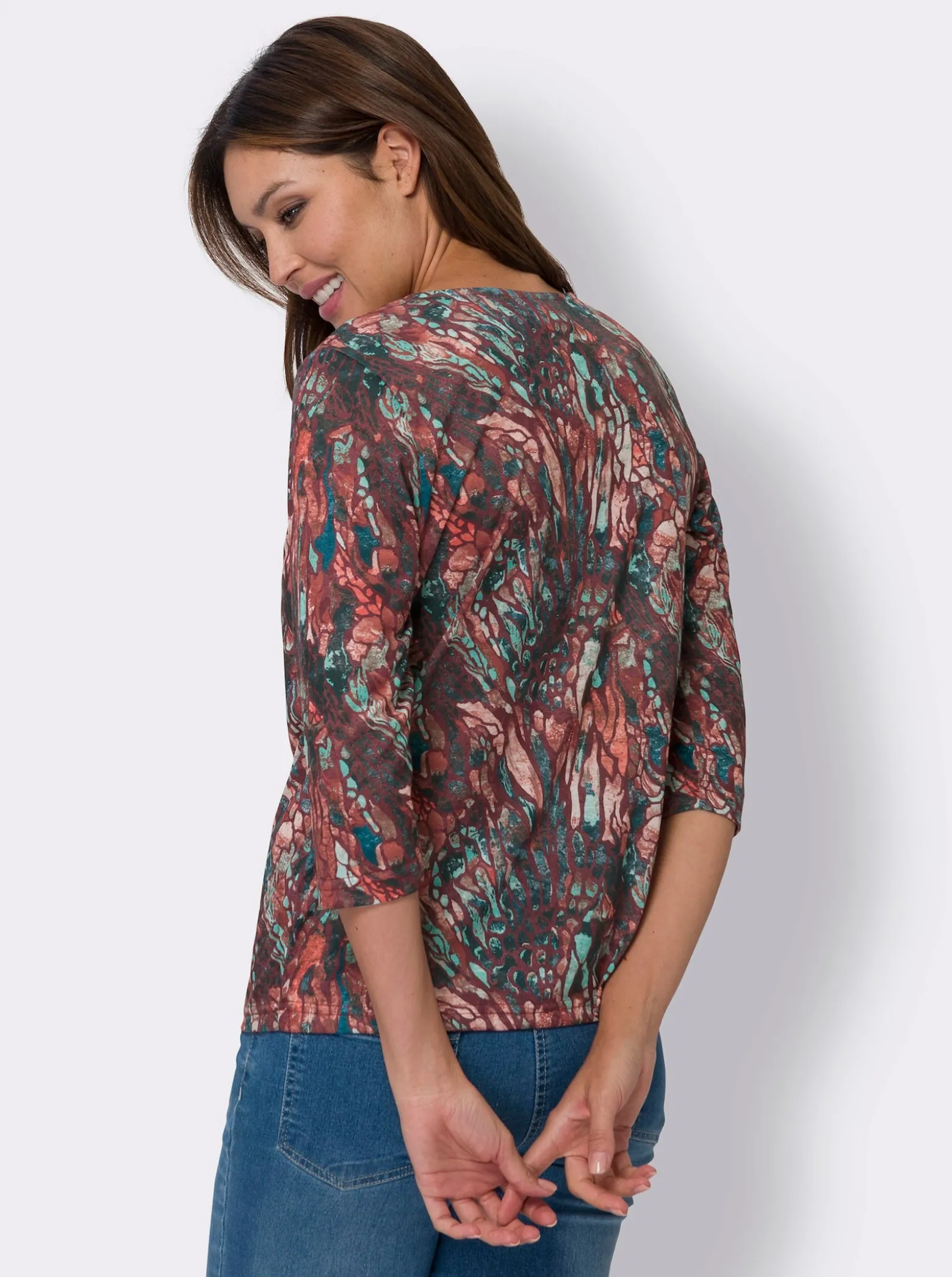 3/4-Arm-Shirt mit Druck-Dessin