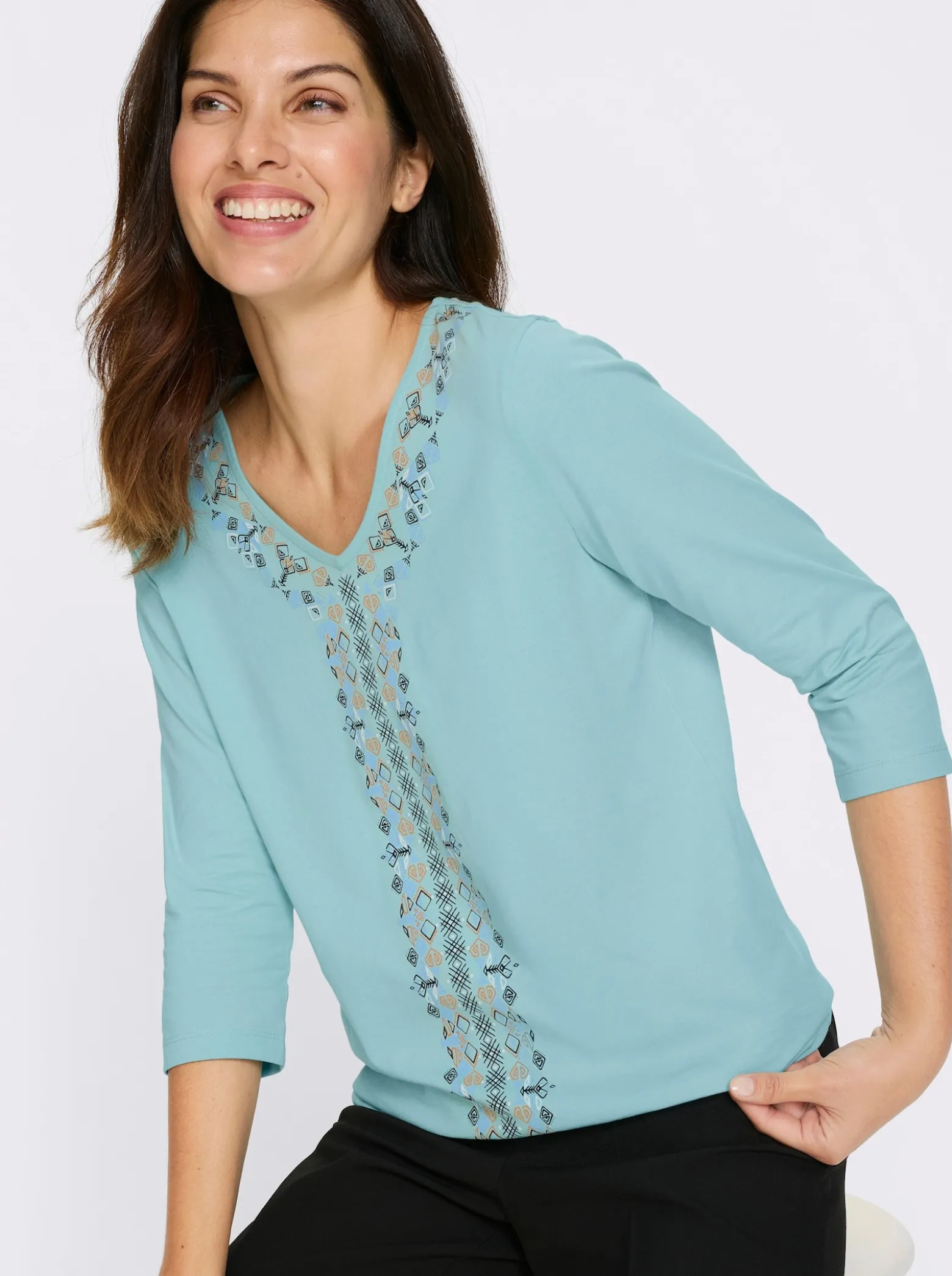 3/4-Arm-Shirt mit Ethno-Druck