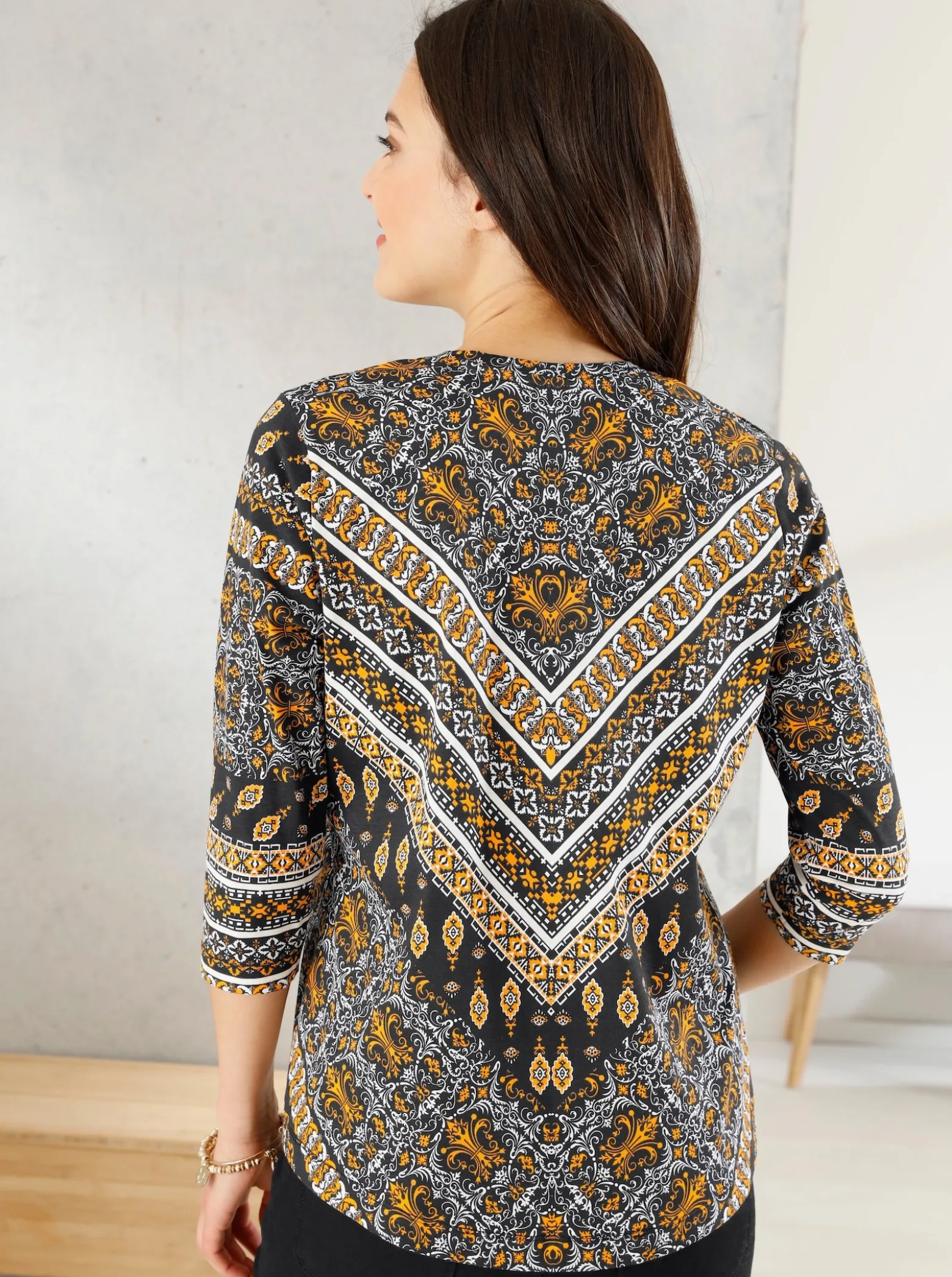 3/4-Arm-Shirt mit Ethno-Print