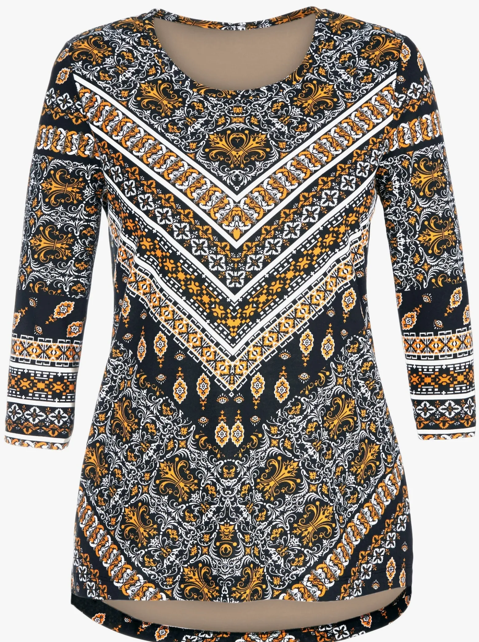 3/4-Arm-Shirt mit Ethno-Print