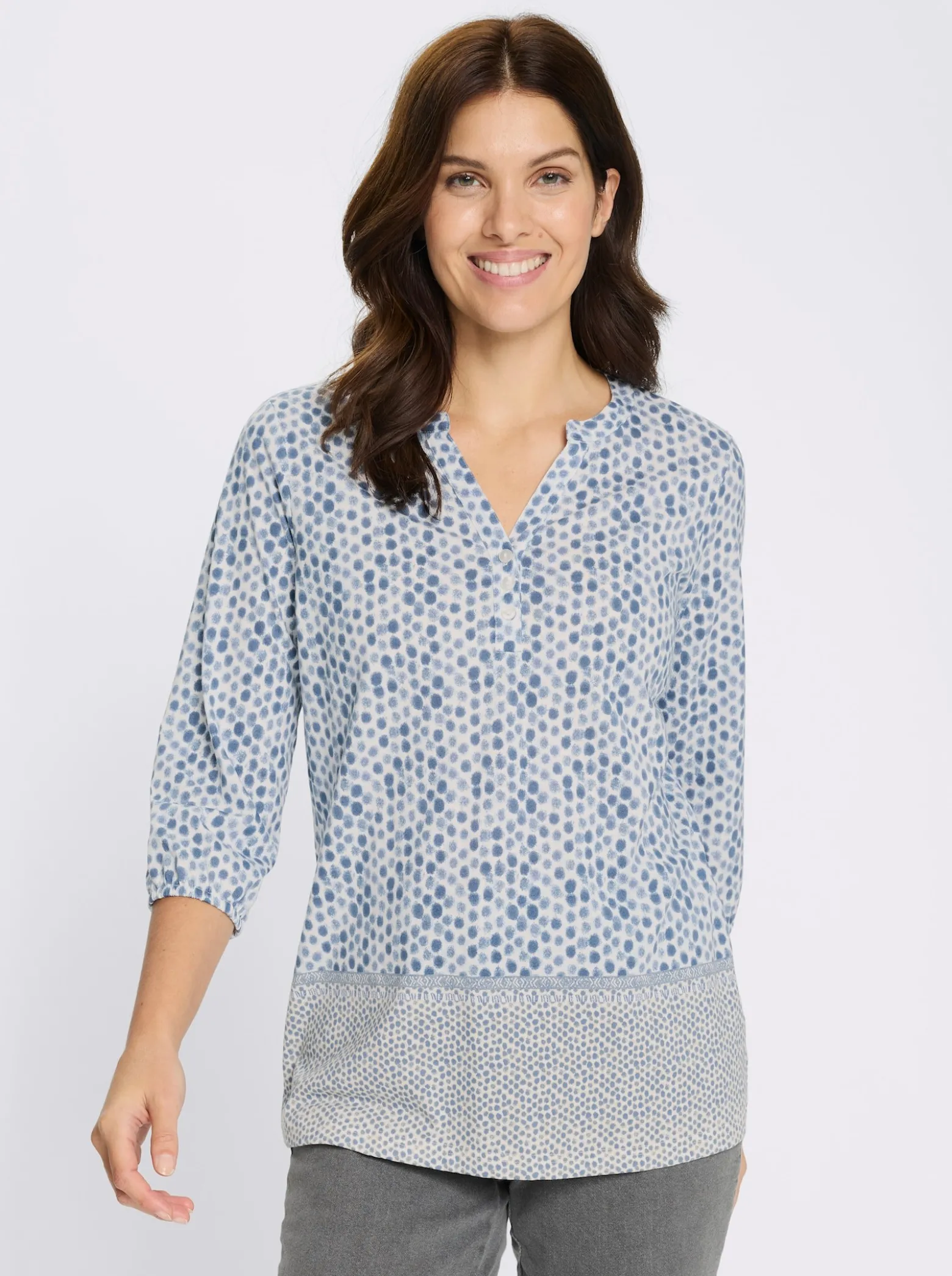 3/4-Arm-Shirt mit Fake-Bordüre