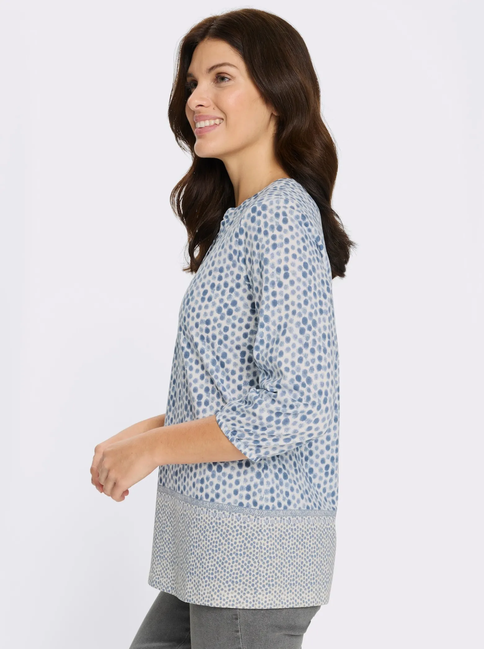 3/4-Arm-Shirt mit Fake-Bordüre