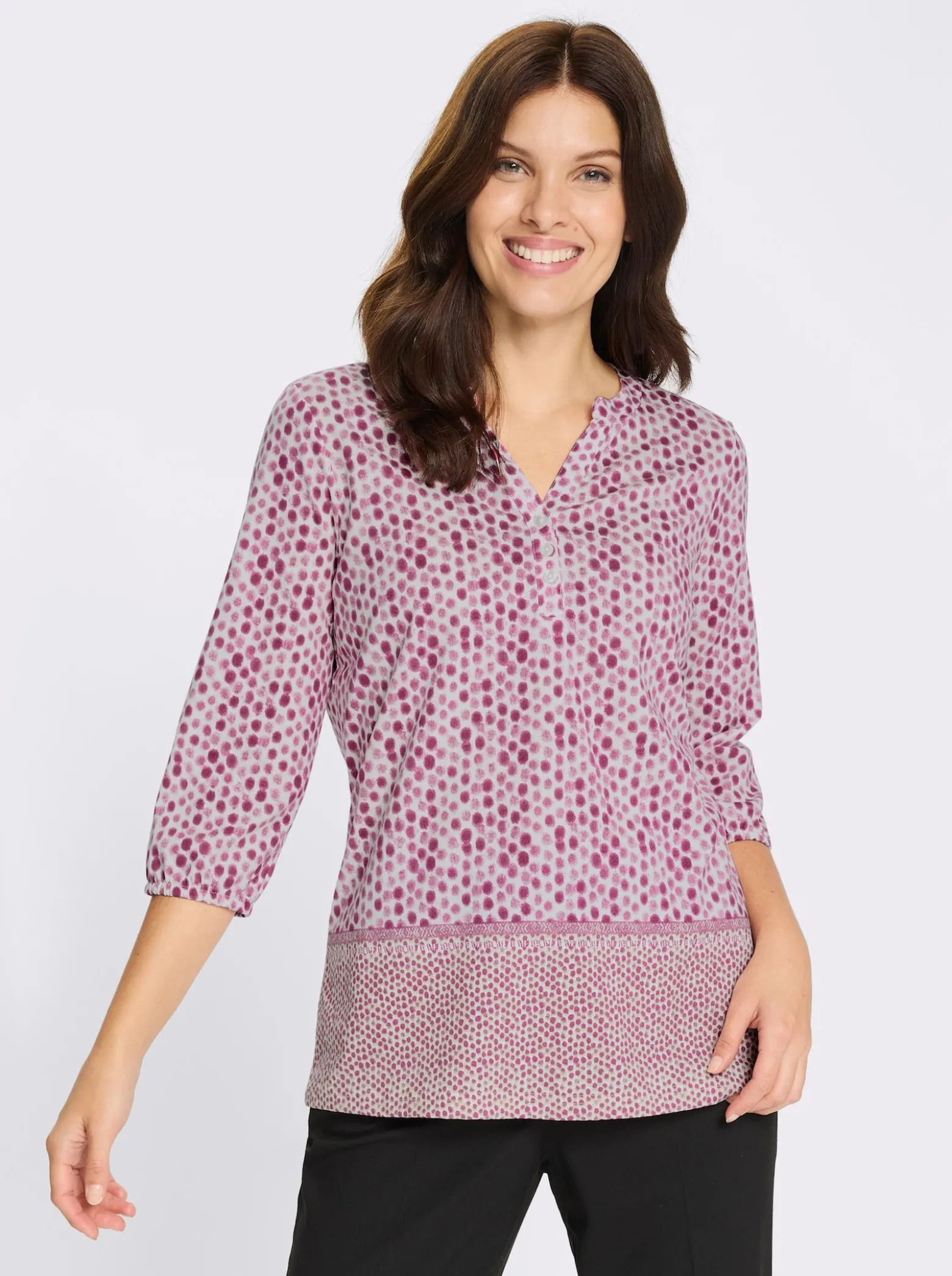 3/4-Arm-Shirt mit Fake-Bordüre