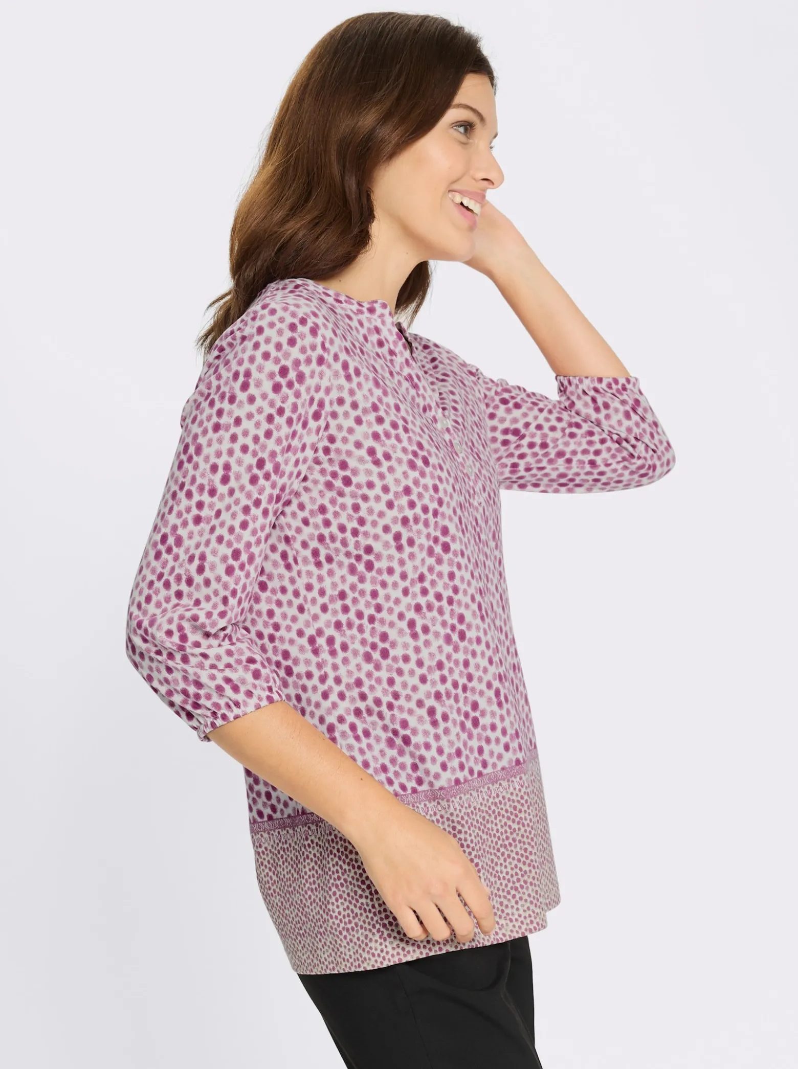 3/4-Arm-Shirt mit Fake-Bordüre