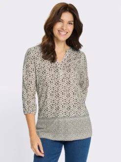 3/4-Arm-Shirt mit Fake-Bordüre