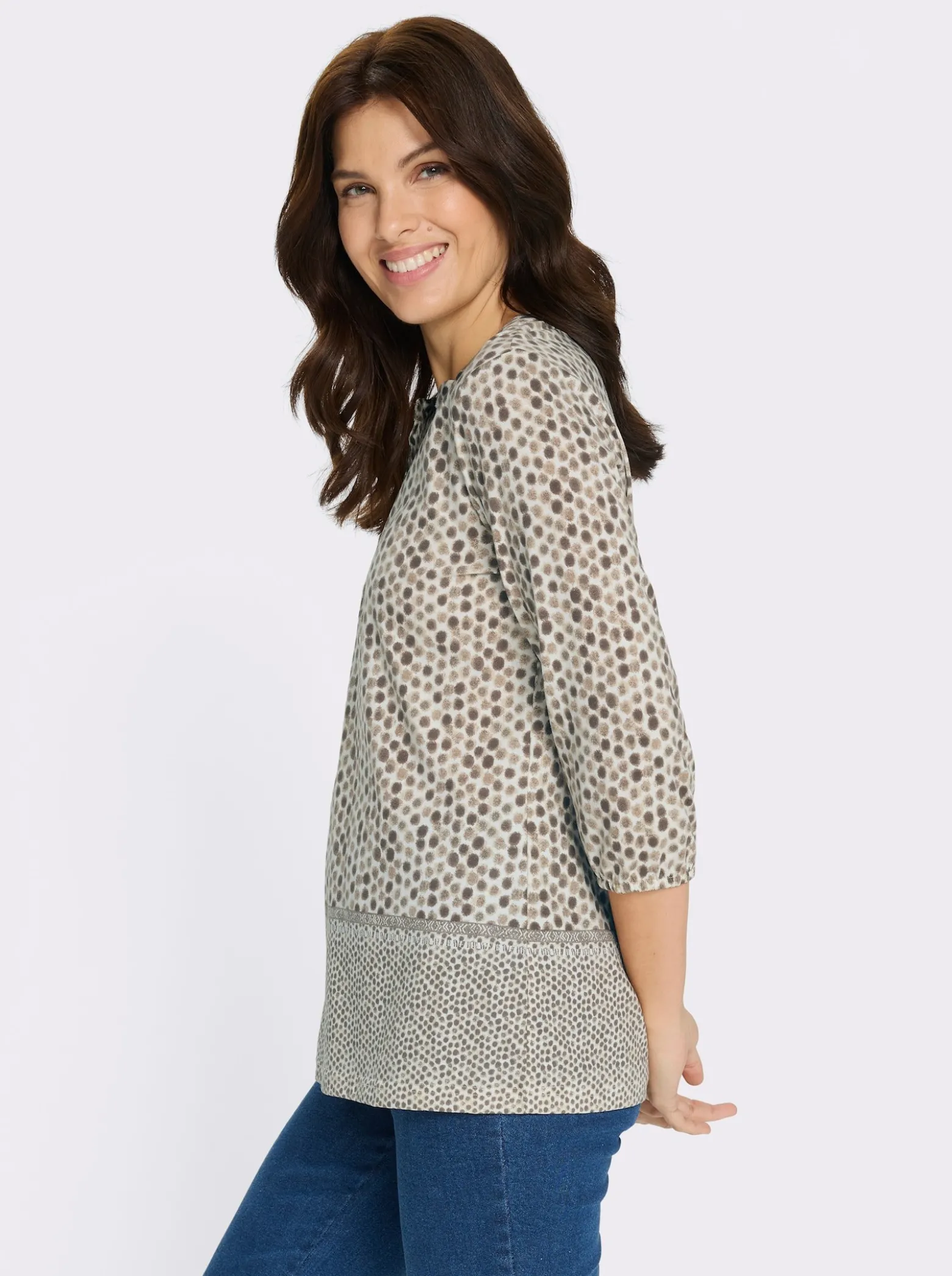 3/4-Arm-Shirt mit Fake-Bordüre