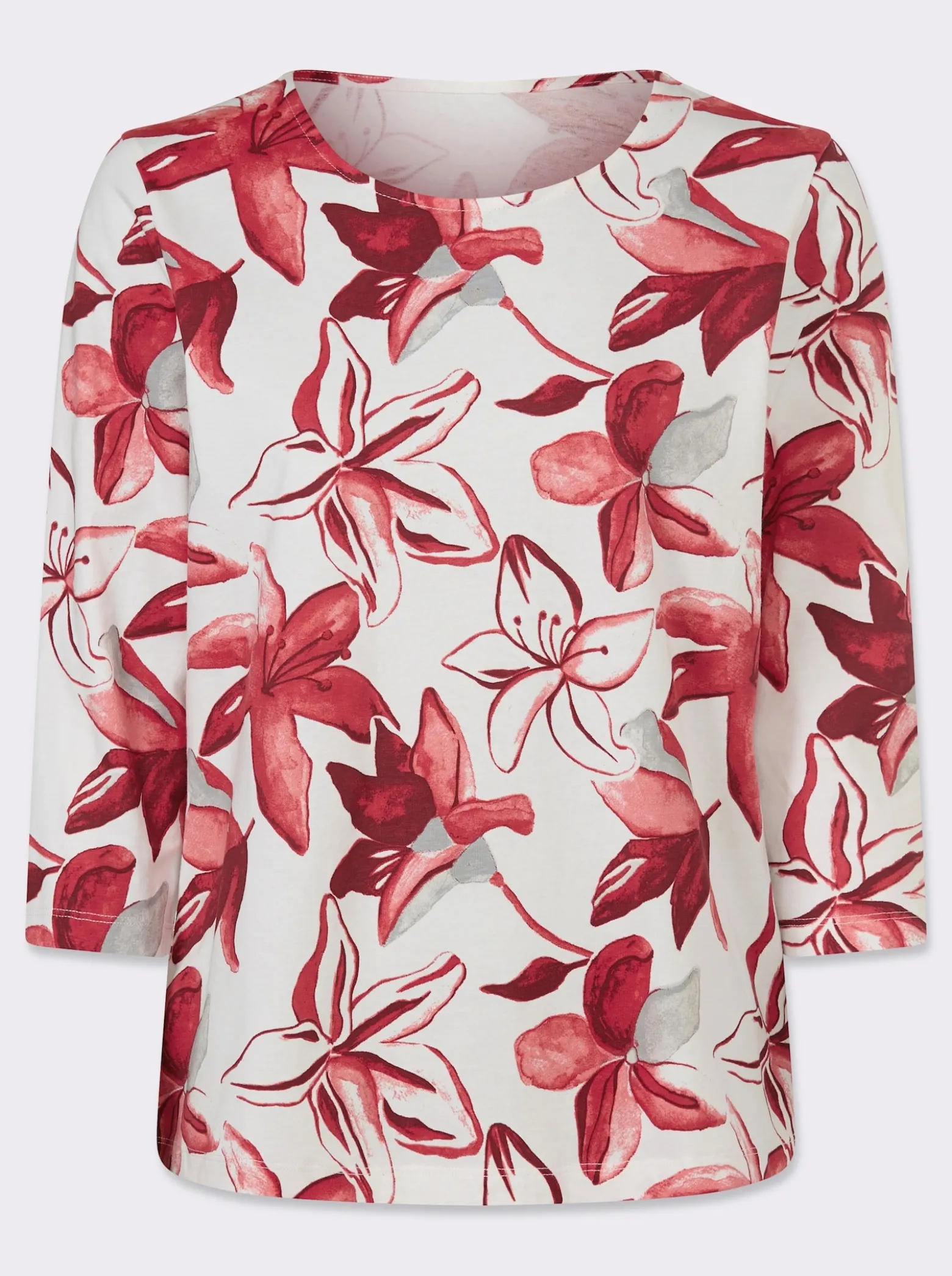 3/4-Arm-Shirt mit floralem Allover-Muster