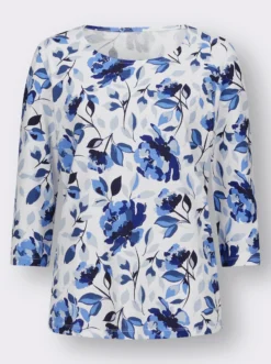 3/4-Arm-Shirt mit floralem Dessin