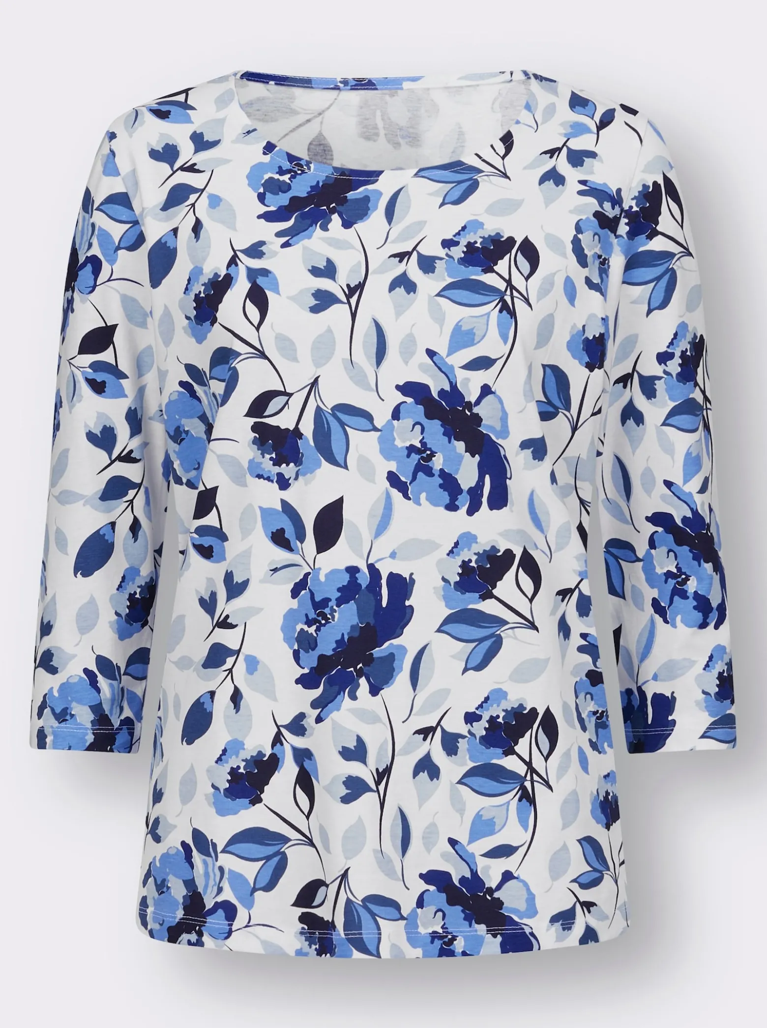 3/4-Arm-Shirt mit floralem Dessin