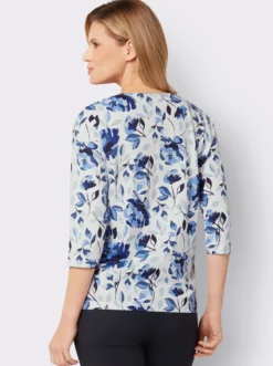 3/4-Arm-Shirt mit floralem Dessin