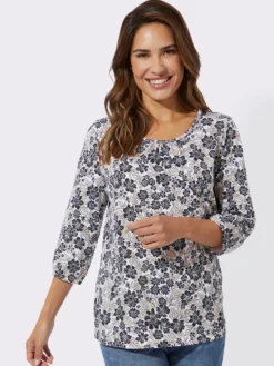 3/4-Arm-Shirt mit floralem Druck