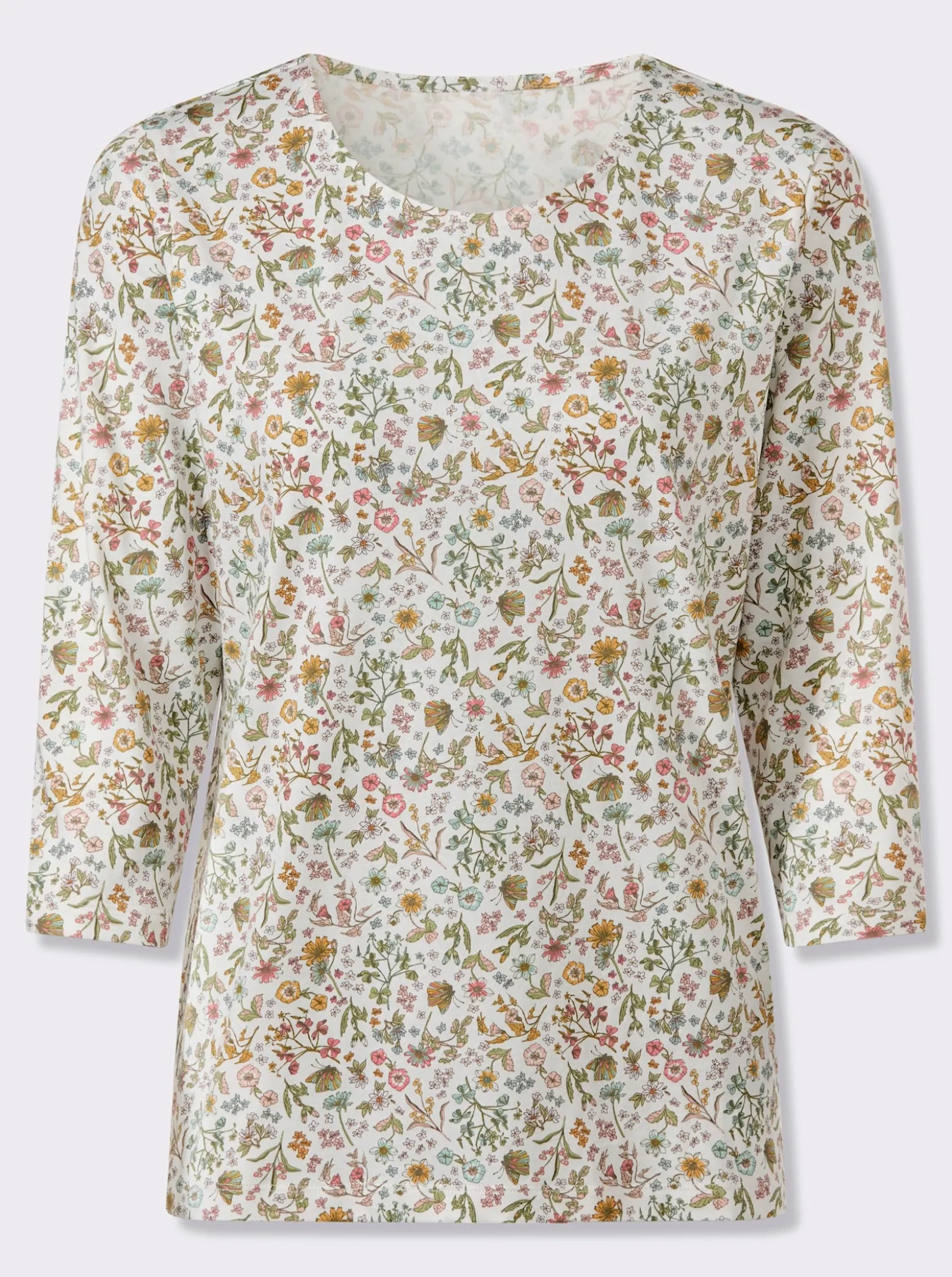 3/4-Arm-Shirt mit floralem Druck