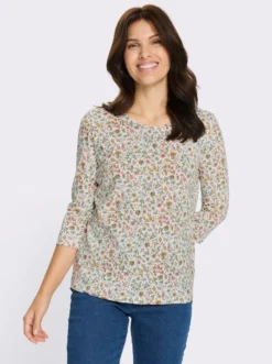 3/4-Arm-Shirt mit floralem Druck