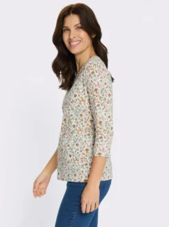3/4-Arm-Shirt mit floralem Druck