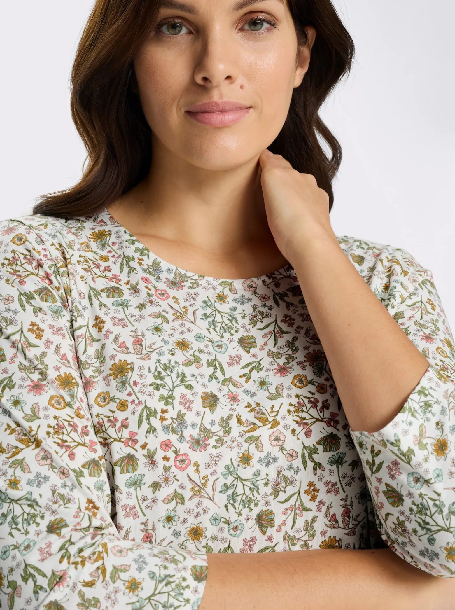 3/4-Arm-Shirt mit floralem Druck